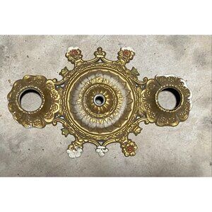 Antique Victorian Style Floral Bronze 3-Hole Ceiling Light Plate